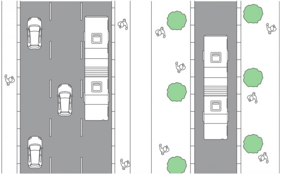 Diseño urbano de vías exclusivas, Plan Centro. Fuente: Plan Integral de Movilidad 
