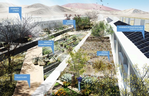 Diseño Barrio Ecosustentable en Chañaral, Región de Atacama. © Cortesía Centro UC de Innovación en Madera