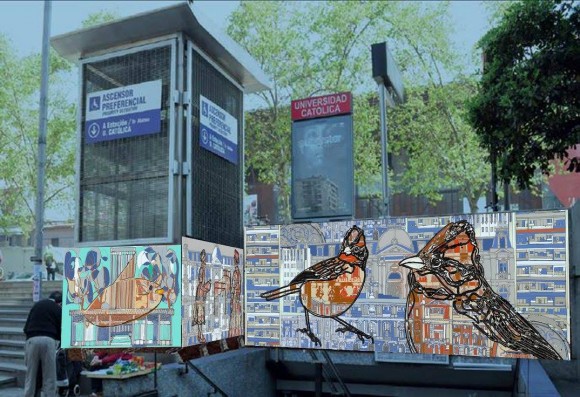 Propuesta ganadora de Valeria Merino para el nuevo mural de la estación Universidad Católica del Metro de Santiago.
