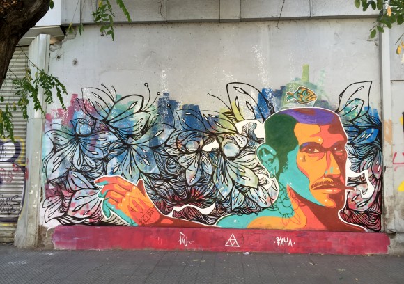 Mural realizado con @theartofpau en Avenida Santa, Santiago centro. Cortesía Faya E.C.