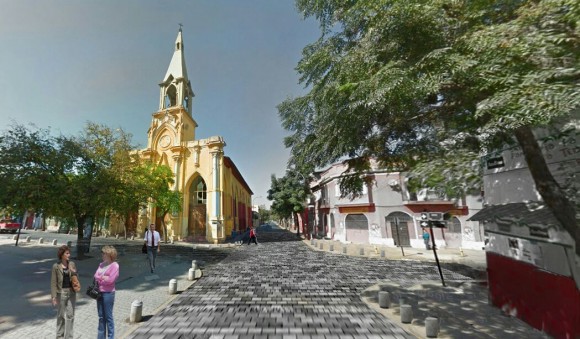 Proyección peatonalización parcial de calle Santo Domingo, Barrio Yungay. © Municipalidad de Santiago