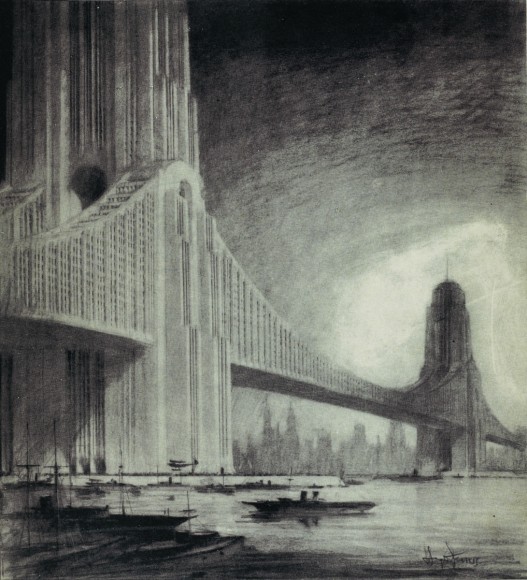 Raymond Hood: Skyscraper Bridge. Imagen cortesía de Metropolis Books
