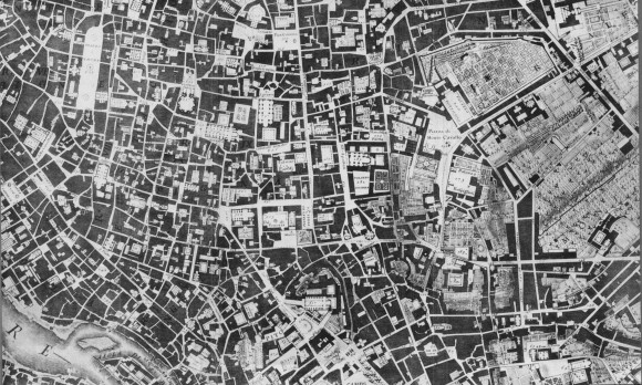 Sección del mapa de Giambattista Nolli de Roma de 1748. Imagen a través de la Biblioteca UC Berkeley (dominio público)