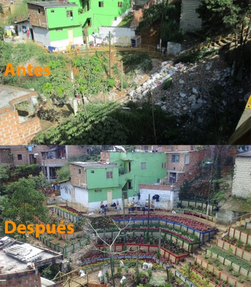 Antes / Después del Barrio Villa del Socorro Comuna 2 MedellinFotografías: 