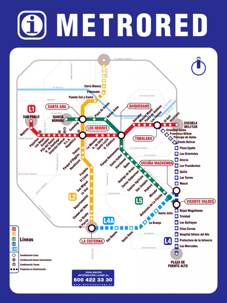 Plano Metro de Santiago 2005