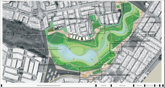Plano del nuevo Parque Urbano de Valdivia