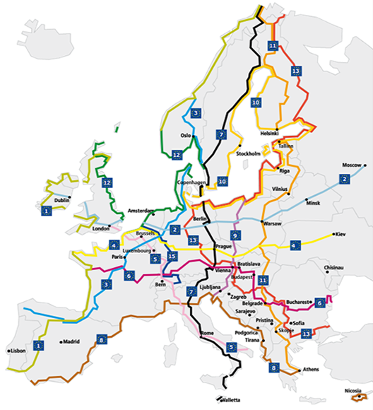 EuroVelo Mapa