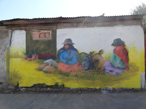 Mural Día de la Mujer Cholita de Sol Reciclando Muros