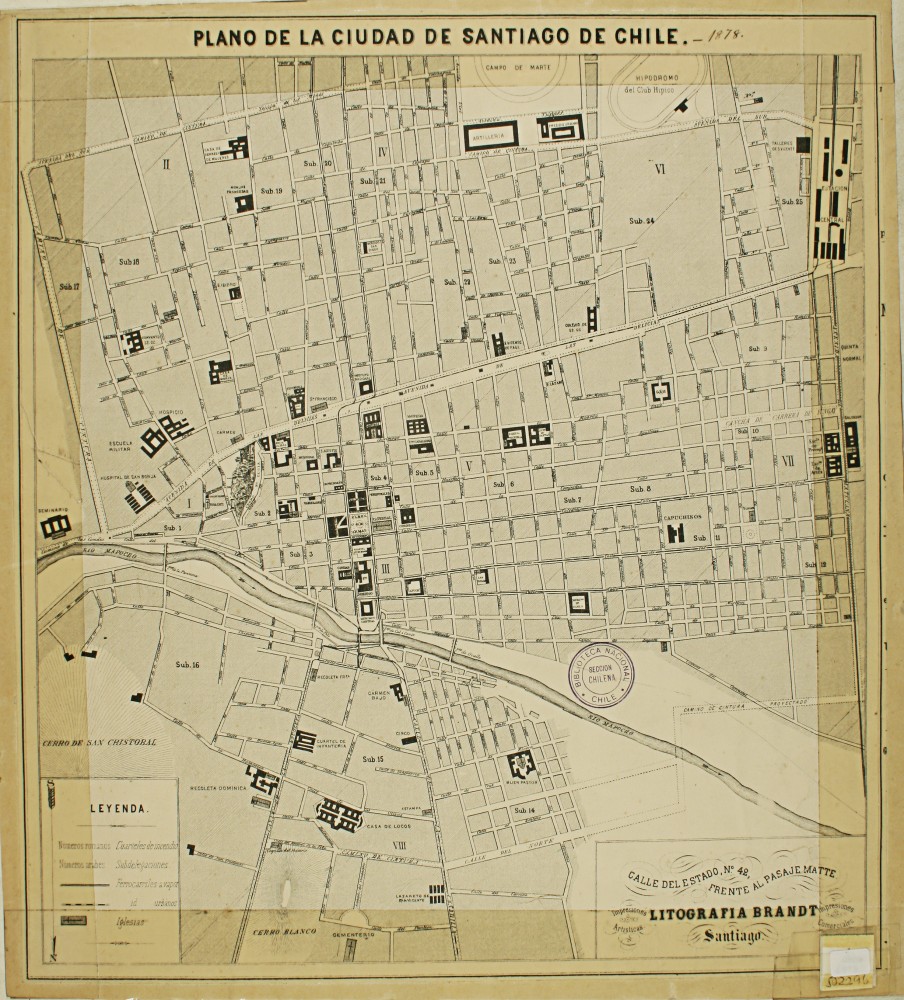 plano de la ciudad de santiago 1878