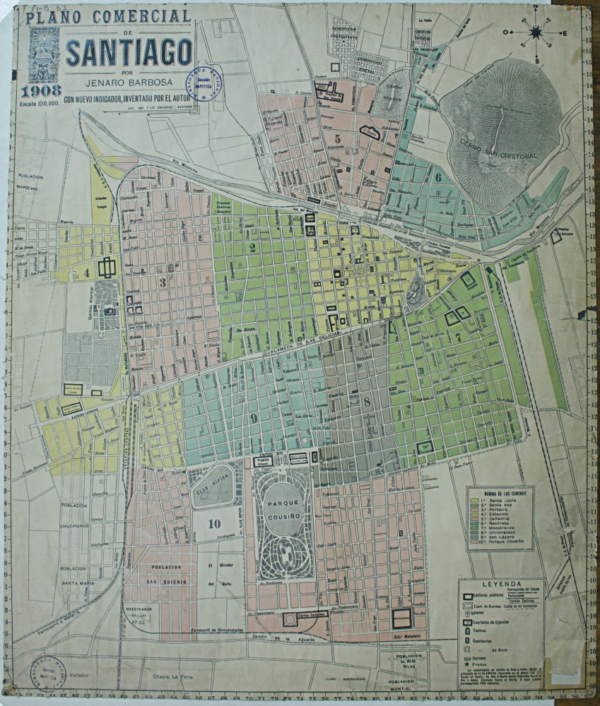 Plano comercial de Santiago 1908
