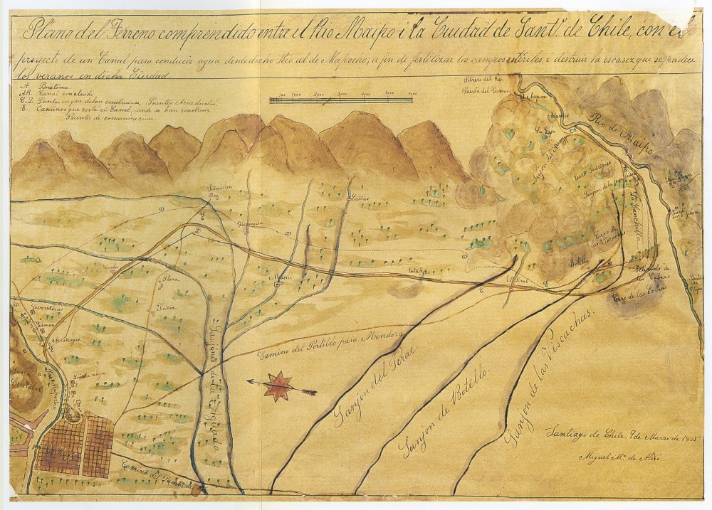 Plano del terreno comprendido entre el Río Maipo y la ciudad de…, 1805