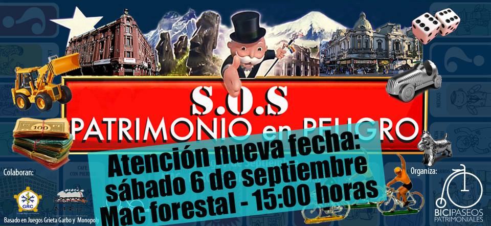 Afiche Bicipaseos Patrimoniales SOS Patrimonio en Peligro