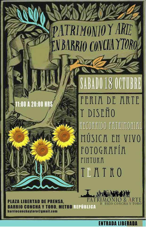 Afiche Patrimonio y Arte en Barrio Concha y Toro 18 de octubre
