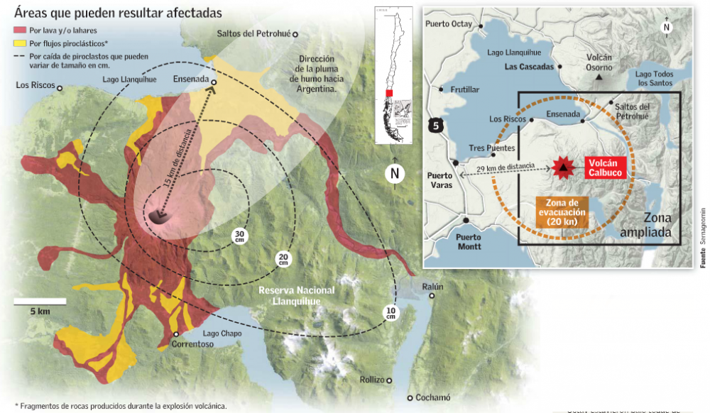 volcan calbuco erupcion zonas de impacto