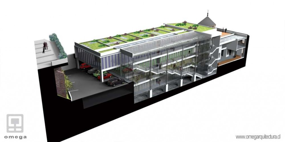 Vista de la cubierta del edificio y terraza de la cafetería. Fuente imagen: Ministerio de Bienes Nacionales