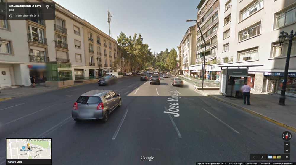 Calle José Miguel de la Barra en 2015. Fuente: Google Street View