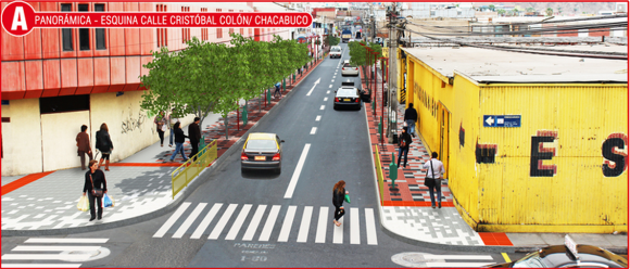 Proyección para la Avenida Cristóbal Colón, esquina Chacabuco, Arica. © Municipalidad de Arica