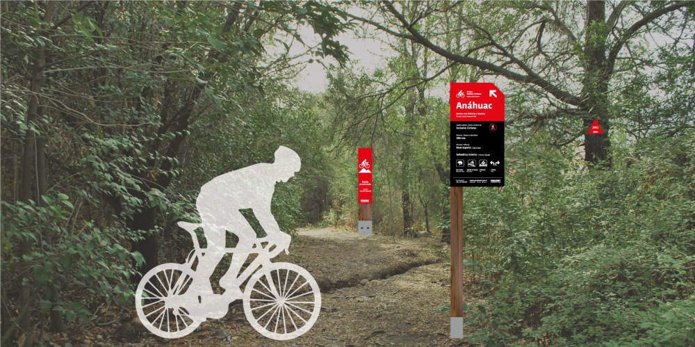 Sendero rojo para ciclistas. © Parquemet