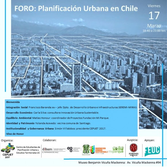 Flyer Foro Planificacion Urbana en Chile 17.03.2017